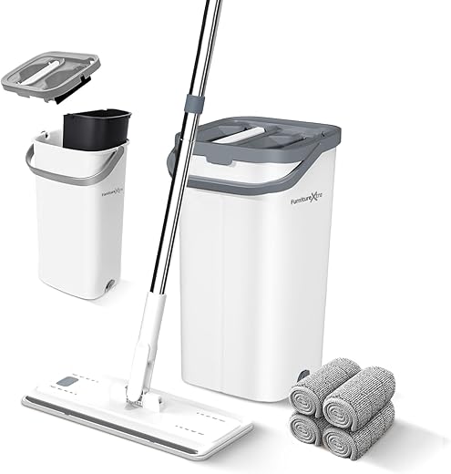Microfiber Mop and Bucket Set with Stai...