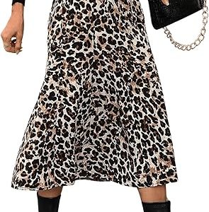 GORGLITTER Women's Leopard Print Midi Skirt