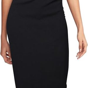 High Waisted Stretchy Black Midi Skirt