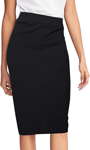 High Waisted Black Midi Pencil Skirt fo...