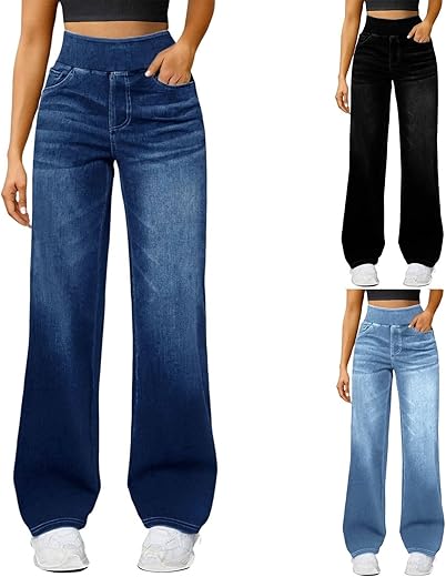 High-Waisted Wide Leg Jeans for Women &...