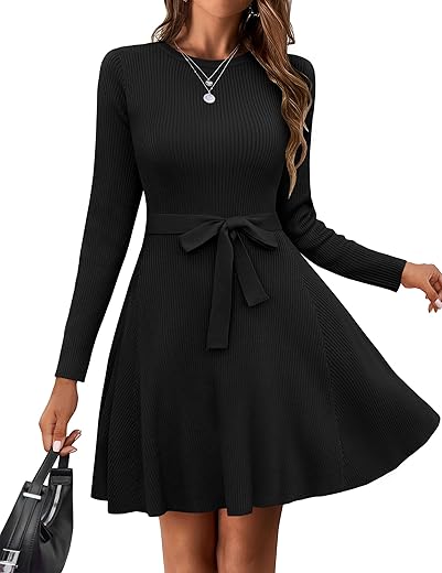 Casual A-Line Long Sleeve Jumper Dress ...