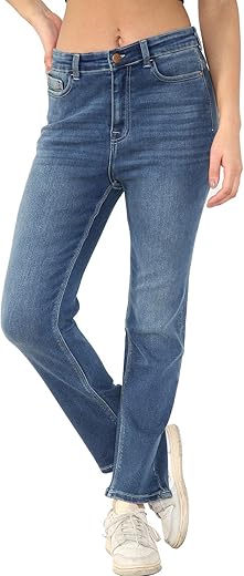 High Waisted Stretch Straight Leg Jeans...