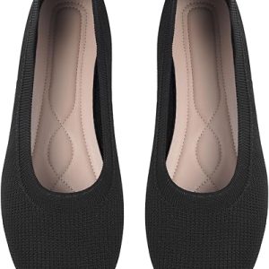 OFFCUP Women's Wide Width Knitted Ballet Flats