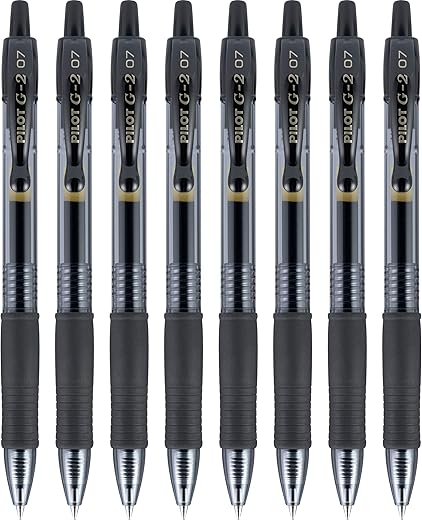Pilot G2 Black Gel Pens, Fine Point, 8-...