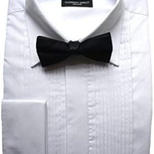 Poly-Cotton Pleated Dress Shirt with Bow Tie
