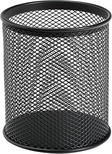 Stylish Black Metal Pen Cup for Office ...