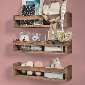 Set of 3 Wooden Nursery Floating Shelves