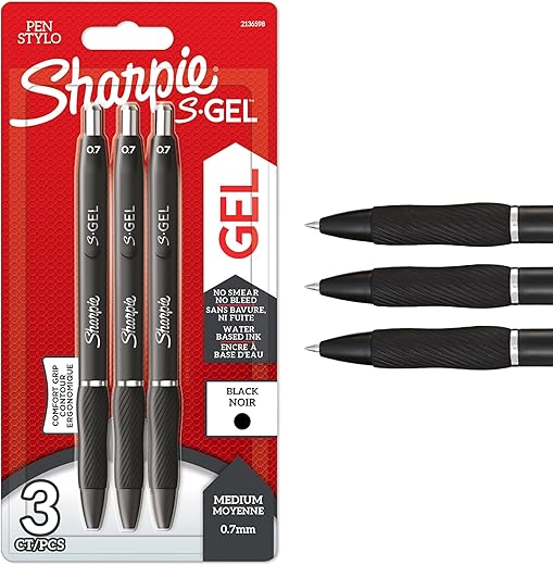 Sharpie S-Gel Black Gel Pens, Medium Po...