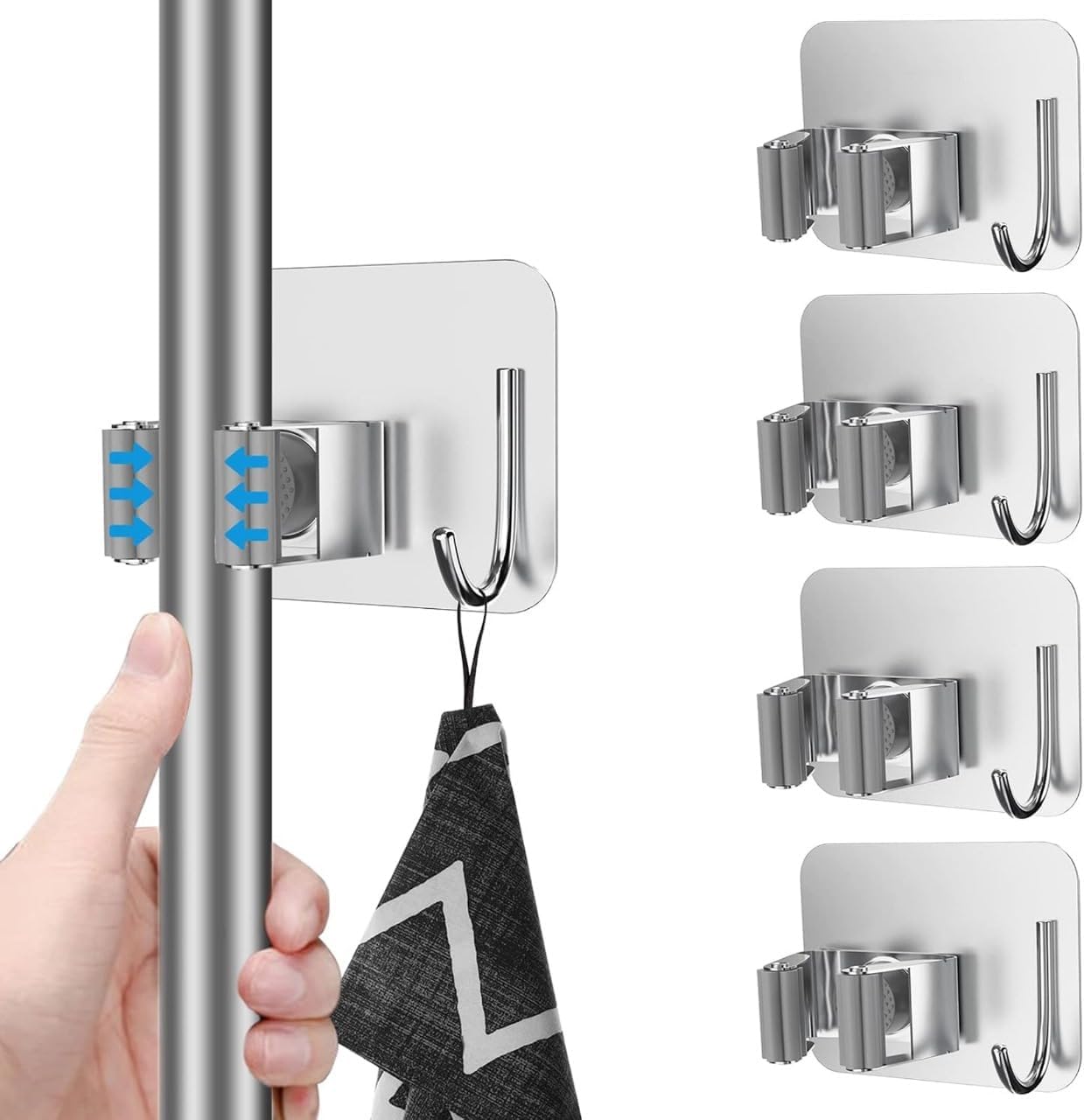 Stainless Steel Broom Holder Wall Mount...
