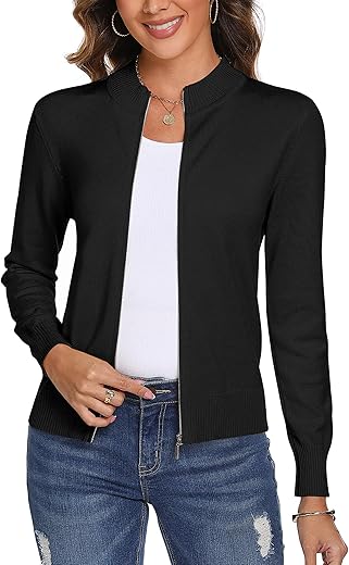 Lightweight Women’s Zip-Up Knitte...