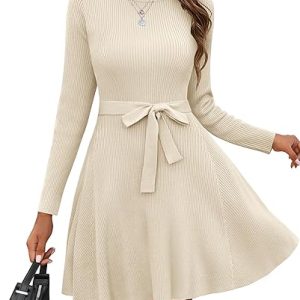 Women's Casual Long Sleeve A-Line Dress