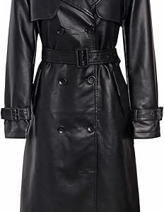 Women’s Faux Leather Maxi Trench Coat