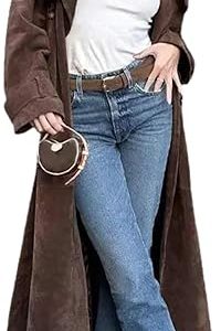 Womens Faux Suede Long Trench Coat