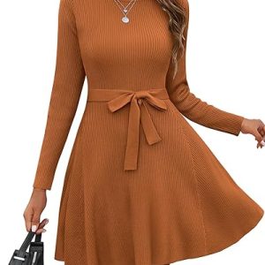 Women's Long Sleeve A-Line Knitted Jumper Dress