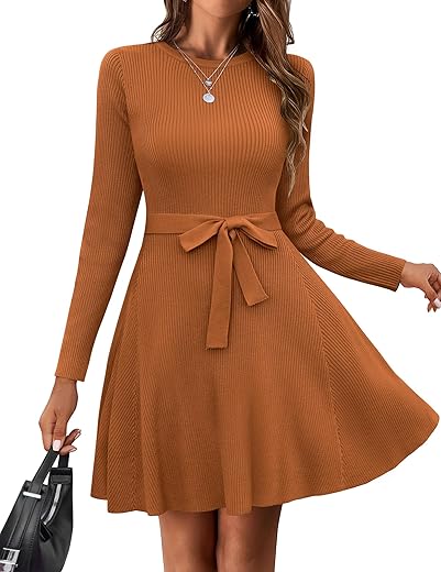 Casual A-Line Knitted Jumper Dress for ...