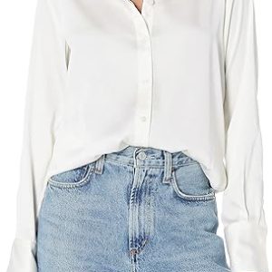 Women's Regular-Fit Satin Button Down Blouse