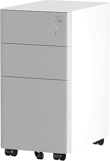 Lockable 3-Drawer Mobile Filing Cabinet...