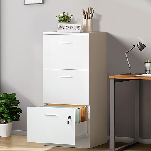 Lockable 3-Drawer File Cabinet for Home...