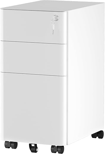 Lockable 3-Drawer Mobile Filing Cabinet...