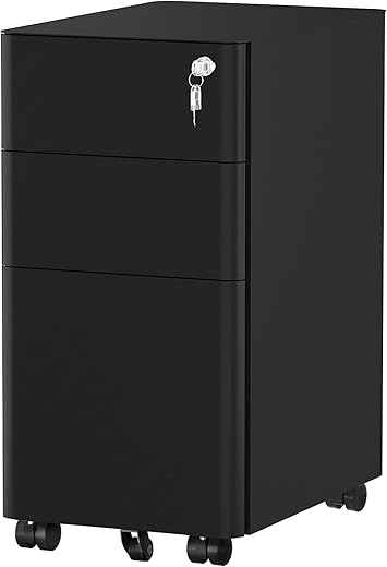 Lockable 3-Drawer Mobile Filing Cabinet...