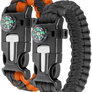 2 Pack Paracord Survival Bracelets Kit