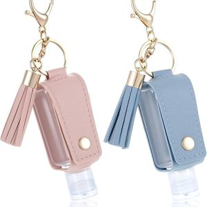 2PCS Leather Hand Sanitizer Keychain Set