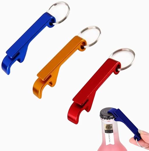Set of 3 Mini Bottle Opener Keychains &...