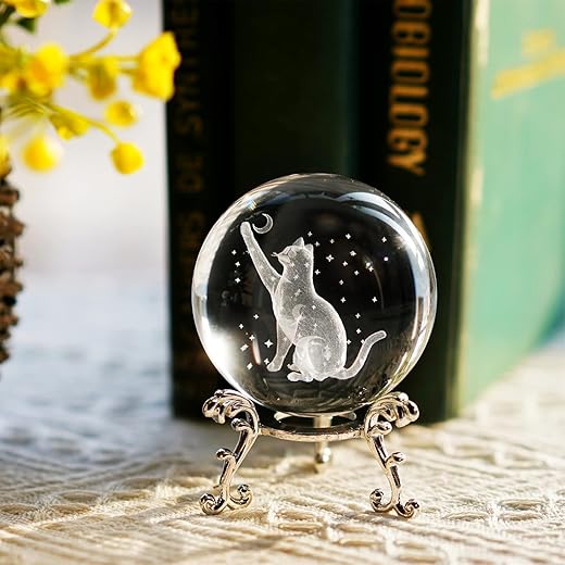 3D Cat Crystal Ball with Stand – ...