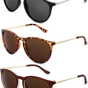 3 Pack Vintage Round Polarized Sunglasses