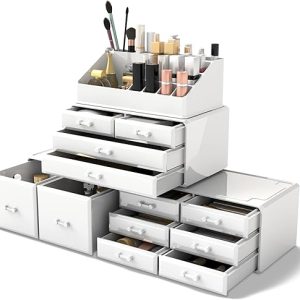 4-Piece Cosmetic Organizer with 12 Drawers