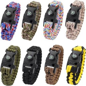 8 Pack Emergency Survival Bracelets Kit