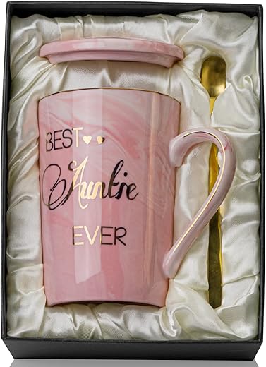 Stylish Pink Marble Coffee Mug for Aunt...