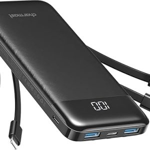 Charmast 10000mAh Power Bank with Cables