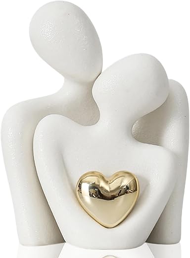 Romantic Couple Hugging Porcelain Statu...