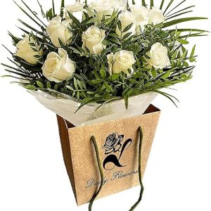 Elegant Pure White Roses Bouquet