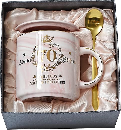 70th Birthday Pink Ceramic Coffee Mug &...