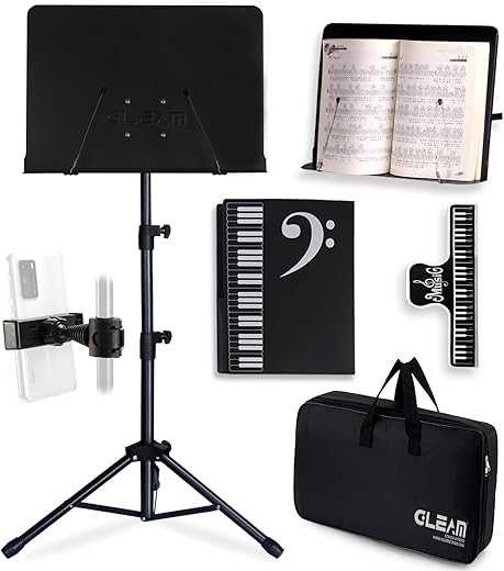 GLEAM 5-in-1 Metal Sheet Music Stand wi...