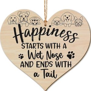 Handmade Wooden Heart Dog Plaque