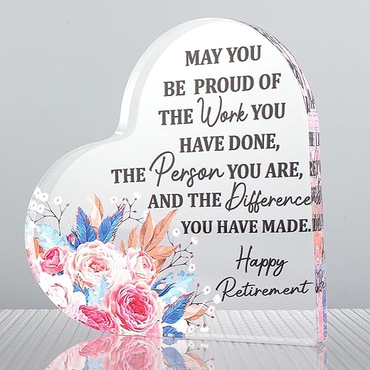 Heart-Shaped Retirement Gift Plaque for...