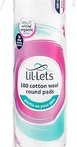 Lil-Lets Organic Cotton Wool Pads - 100 Count