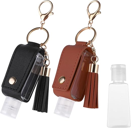 Portable Leather Hand Sanitizer Keychai...