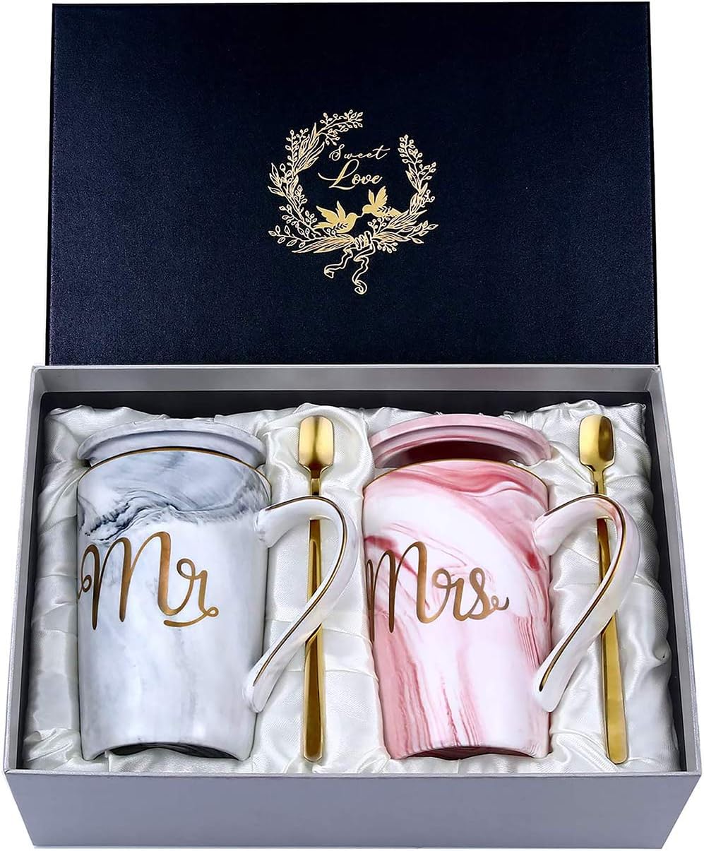 Mr. and Mrs. Marble Coffee Cups Set