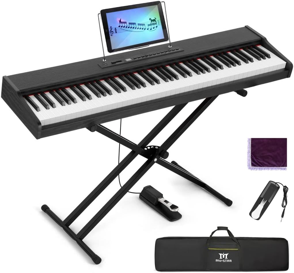MUSTAR 88-Key Digital Piano with Stand ...