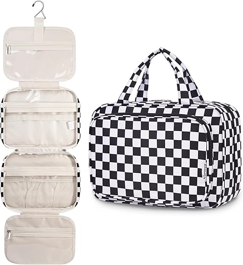 Narwey Checkered Travel Toiletry Bag fo...