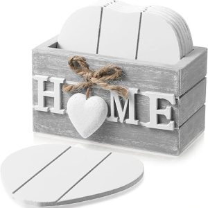 Patelai Wooden Heart Coasters Set of 6