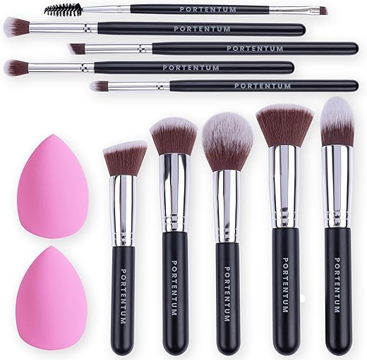 Premium 12-Piece Kabuki Makeup Brush Se...