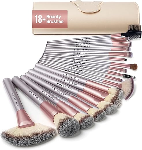 Professional 18-Piece Makeup Brush Set ...