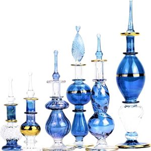 Set of 6 Hand Blown Egyptian Perfume Bottles