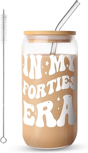 40th Birthday Iced Coffee Glass Cup wit...